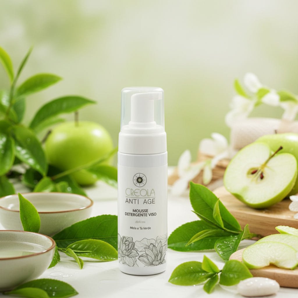 MOUSSE DETERGENTE VISO DELICATA - mela e tè verde